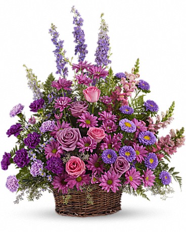Gracious Lavender Basket Basket Arrangement